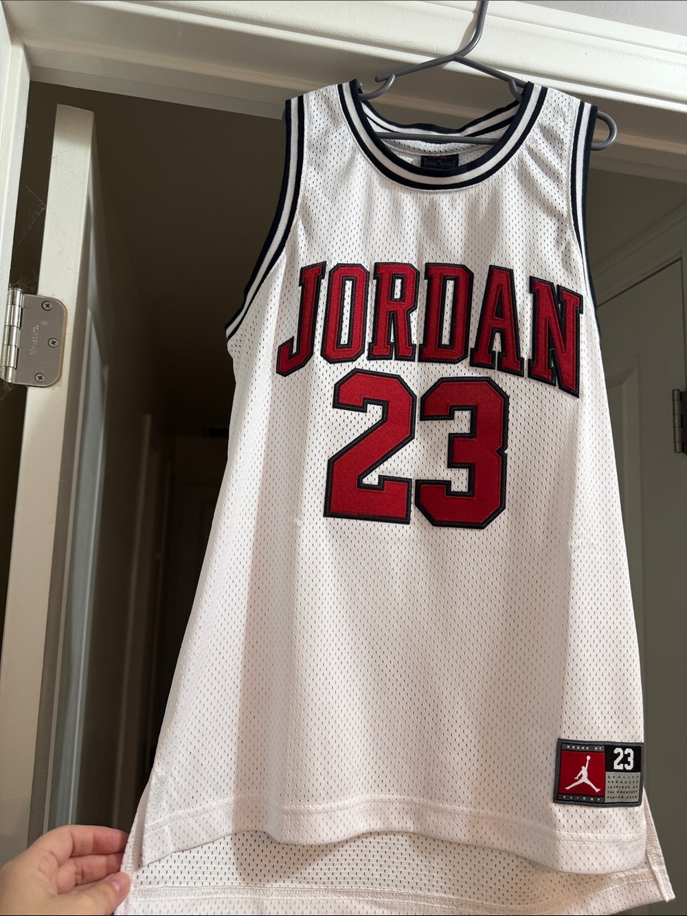 Jordan White Mesh Jersey with Red Graphics